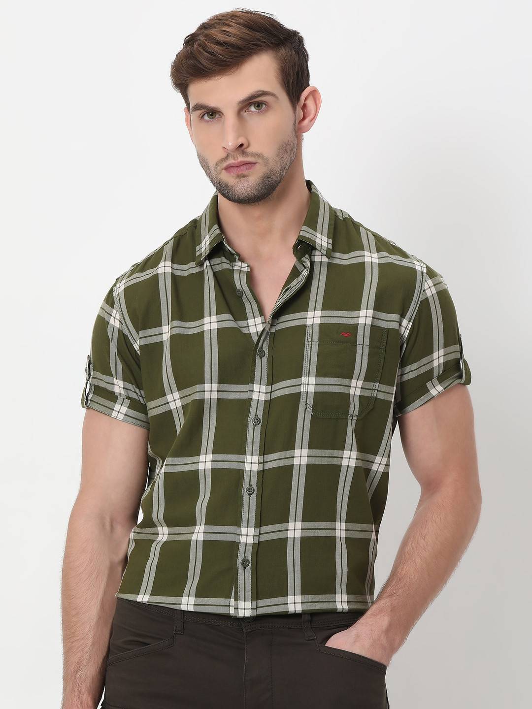 Mufti  Trim Slim Fit Tartan Checks Casual Pure Cotton Shirt