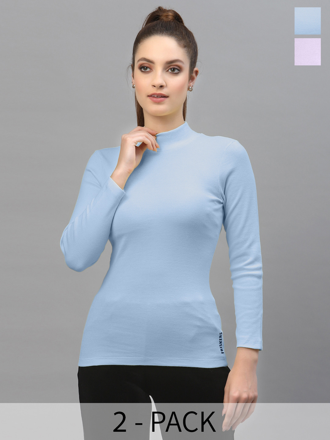 Friskers Pack of 2 Cotton High Neck Tops