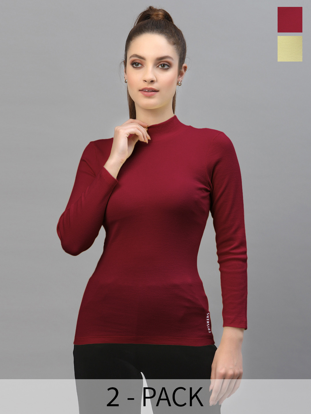 Friskers Pack of 2 Turtle Neck Fitted Tops