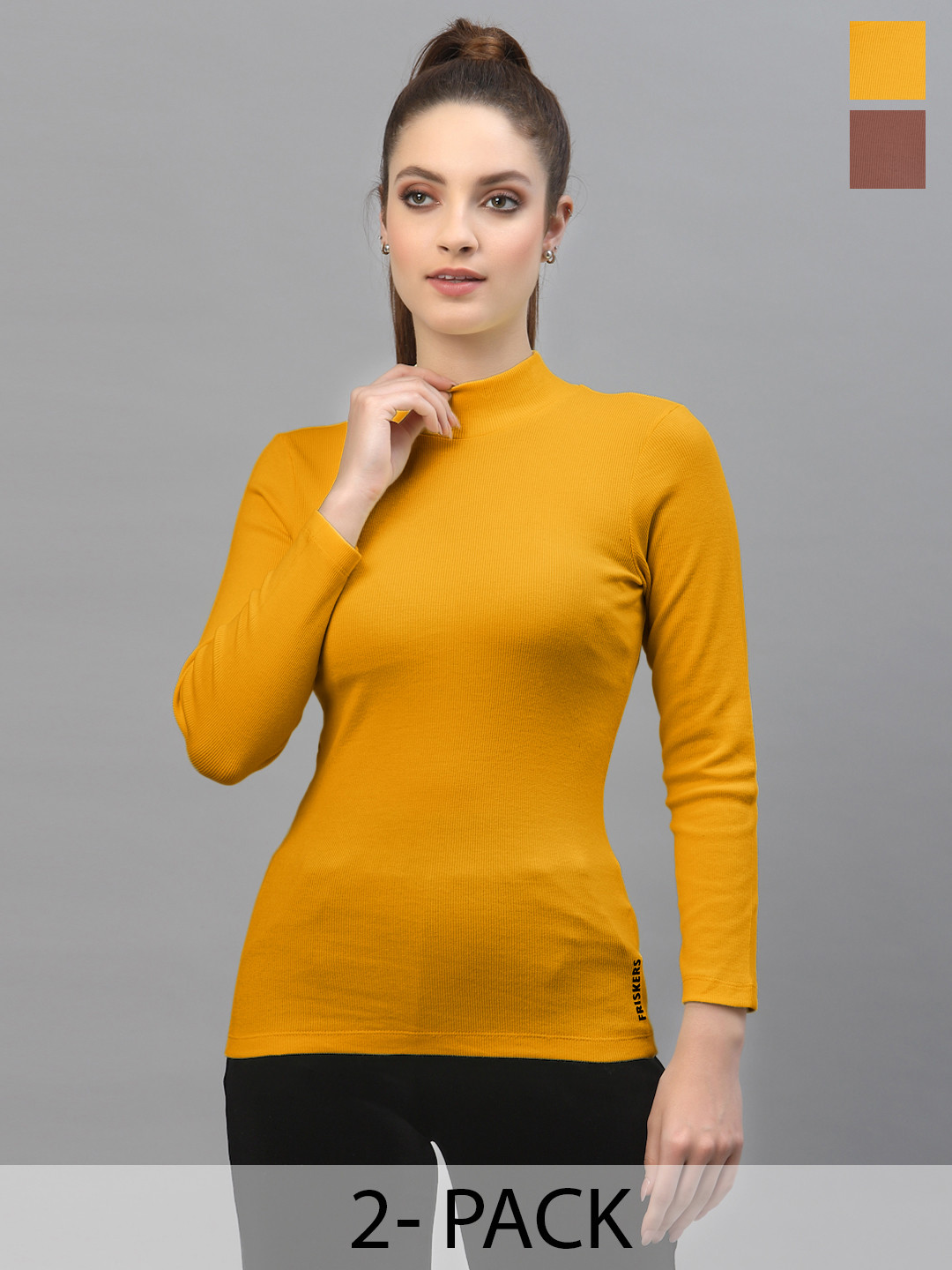 Friskers Pack of 2 Turtle Neck Fitted Tops