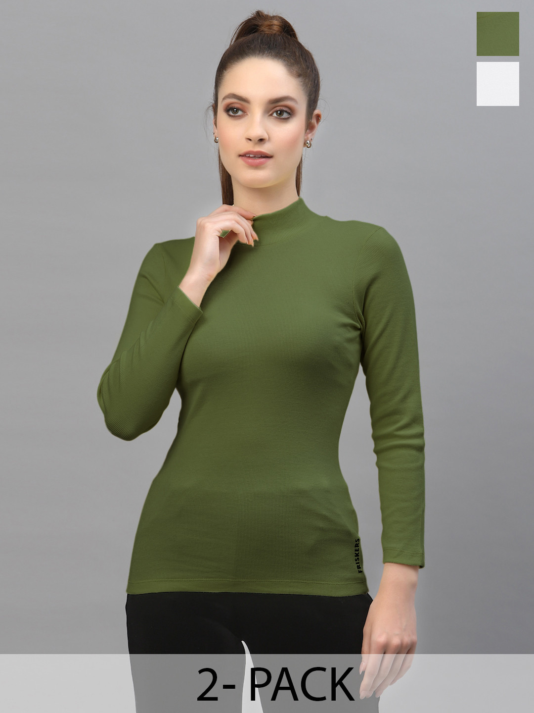Friskers Pack of 2 Cotton High Neck Tops
