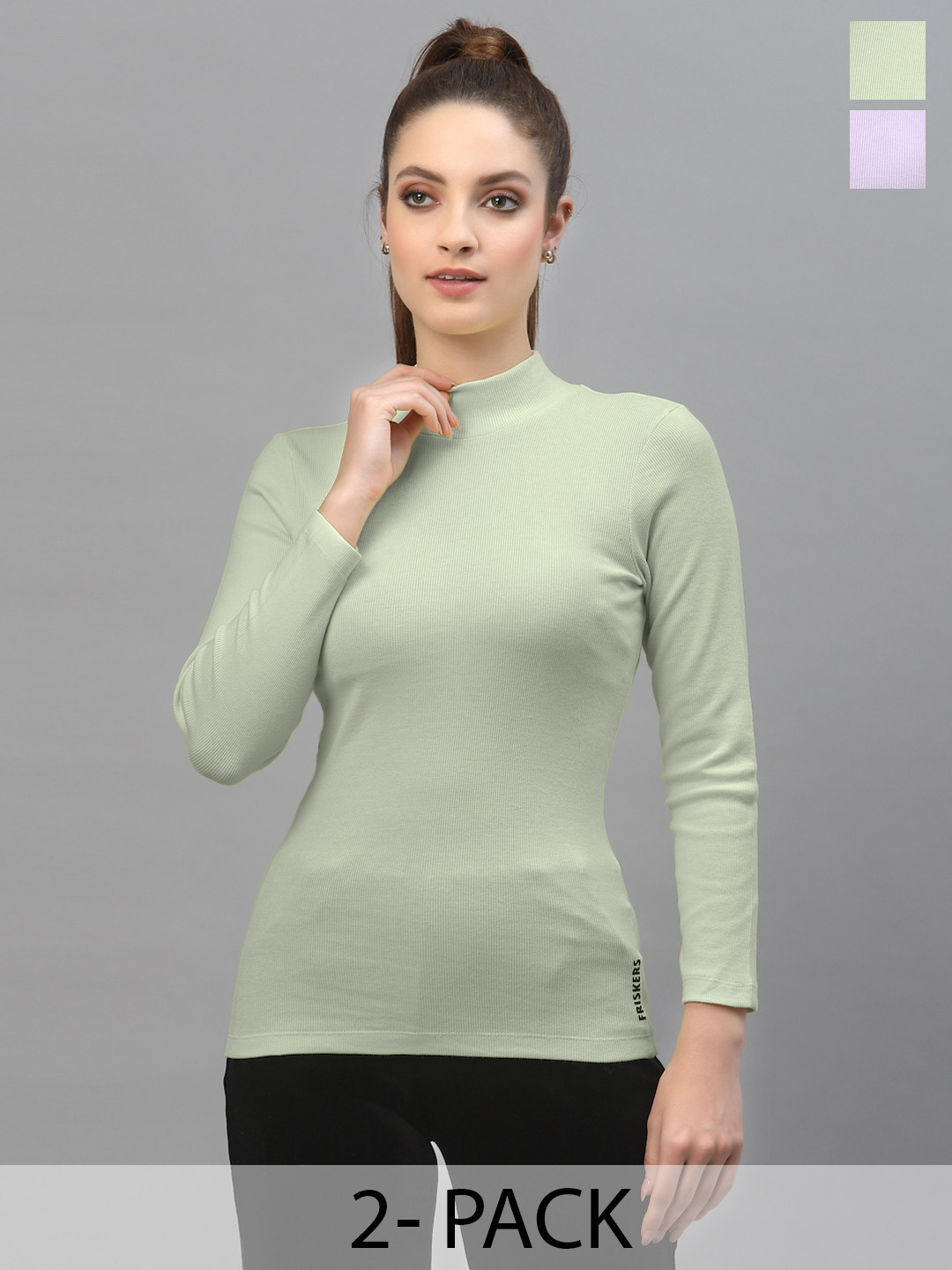 Friskers Pack of 2 Cotton High Neck Tops