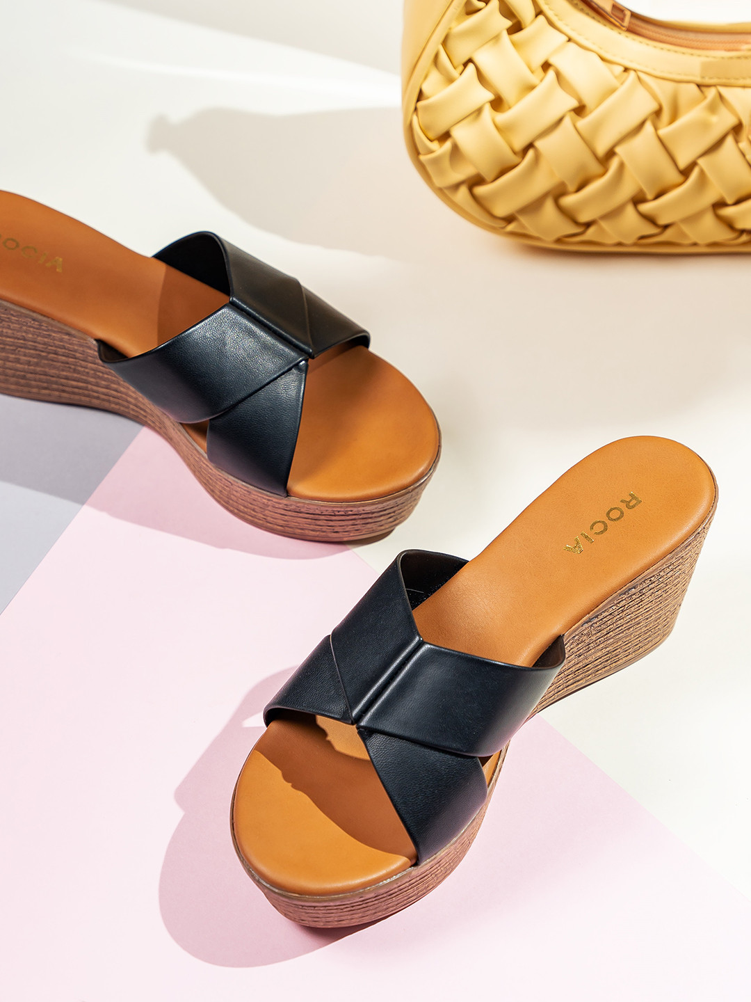 Rocia Textured Open Toe Wedge Heels