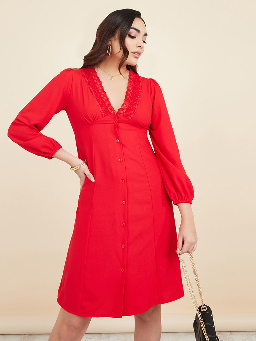 Styli Red A-Line Dress