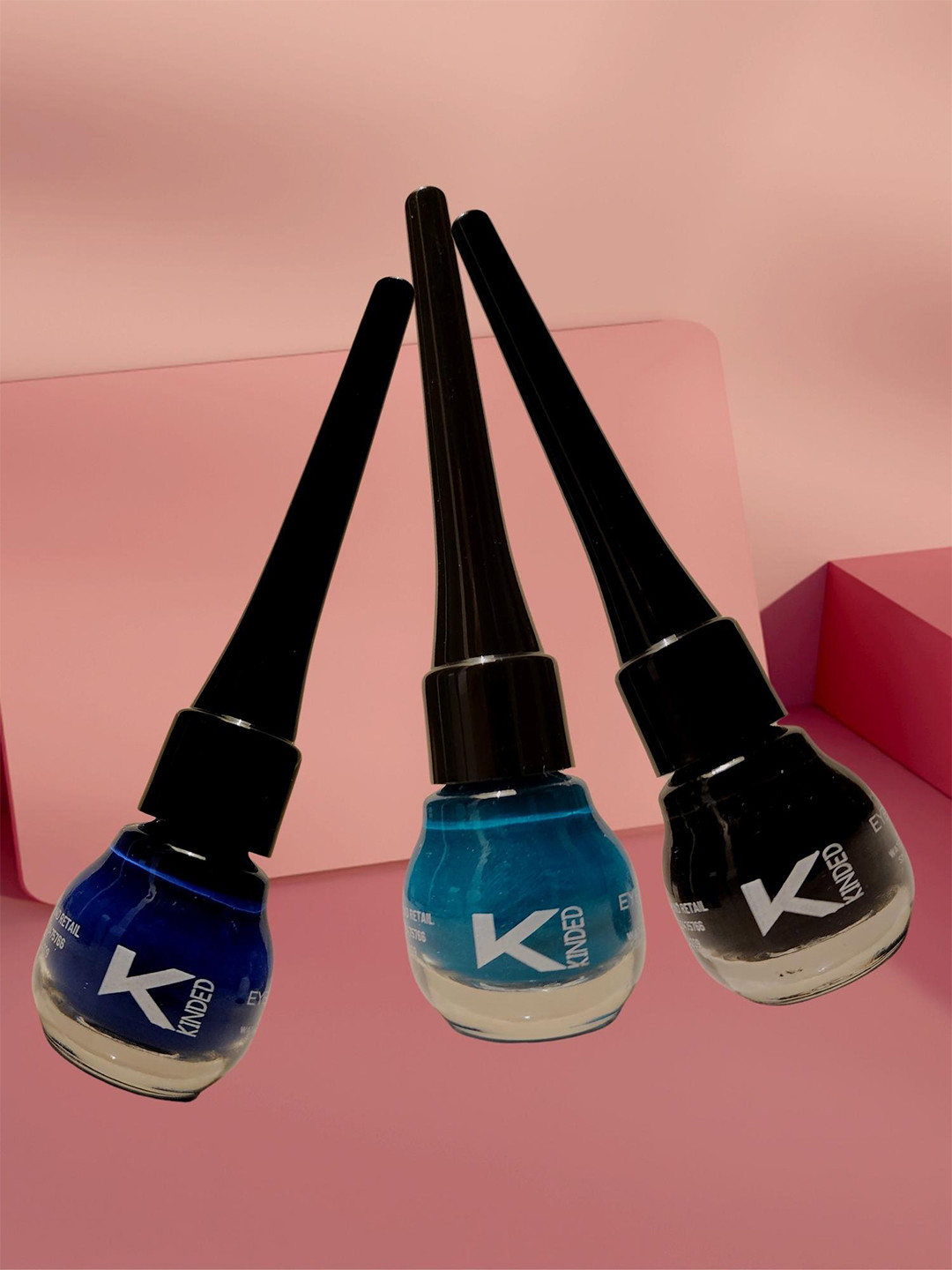 KINDED Set of 3 Liquid Eye Liner 5ml Each - Midnight Black, Teal Green & Royal Blue