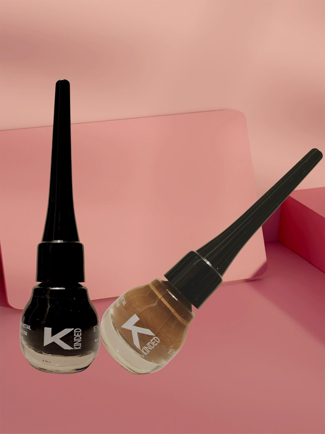 KINDED Set of 2 Smudge-Proof & Water Resistant Matte Liquid Eye Liners 5 ml Each- Midnight Black - Camel Brown