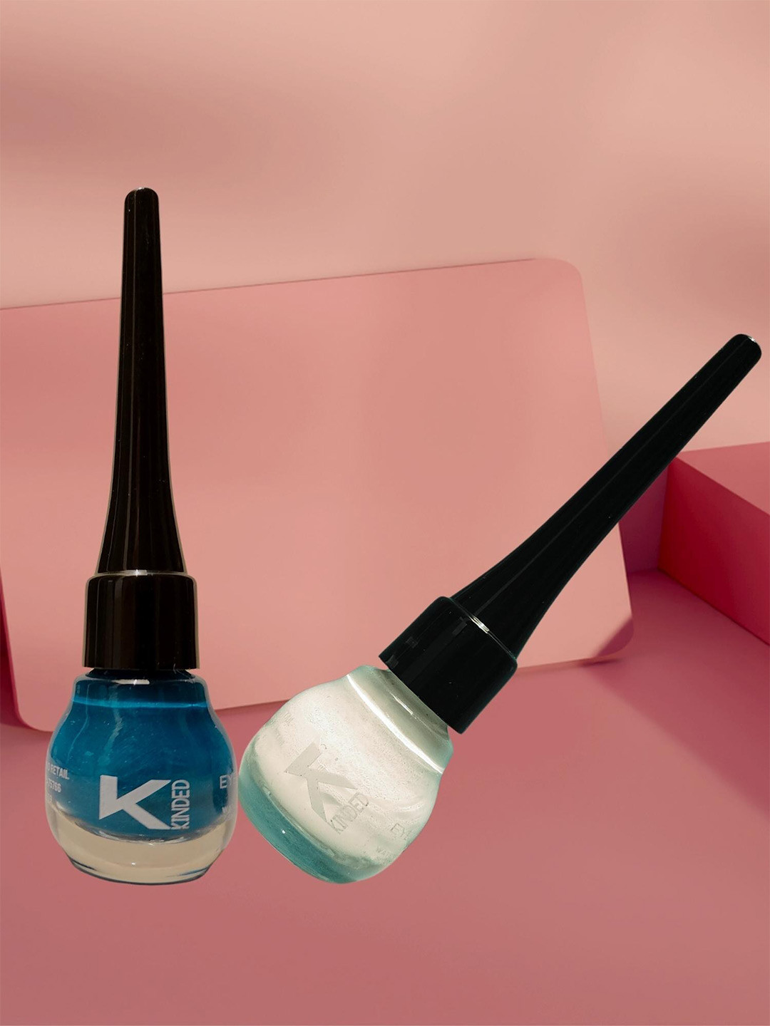 KINDED Set of 2 Smudge-Proof & Water Resistant Matte Liquid Eye Liners 5 ml Each- Teal Green - White Pearl