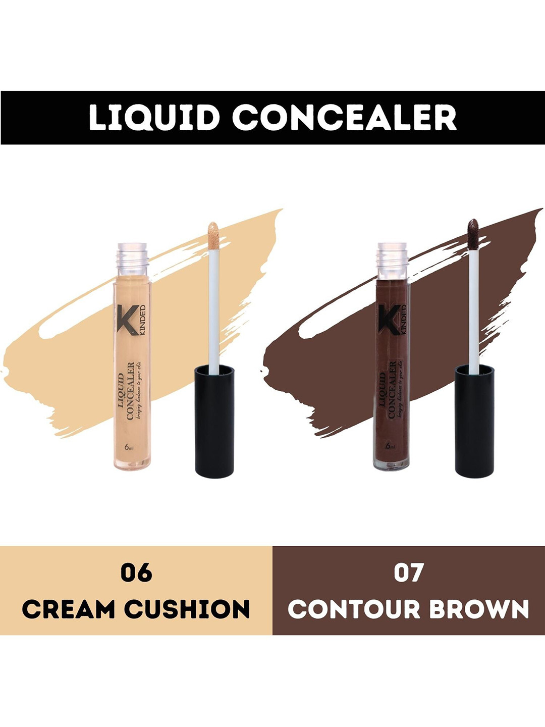 KINDED Set Of 2 Full Coverage Liquid Concealers - 6 ml Each