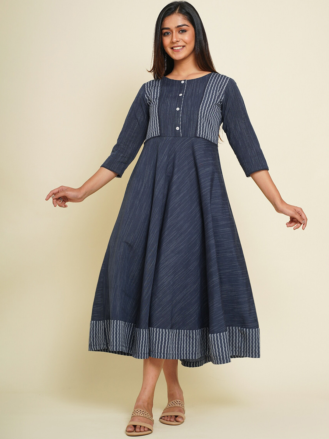 FLAMBOYANT Cotton Round Neck Kurta