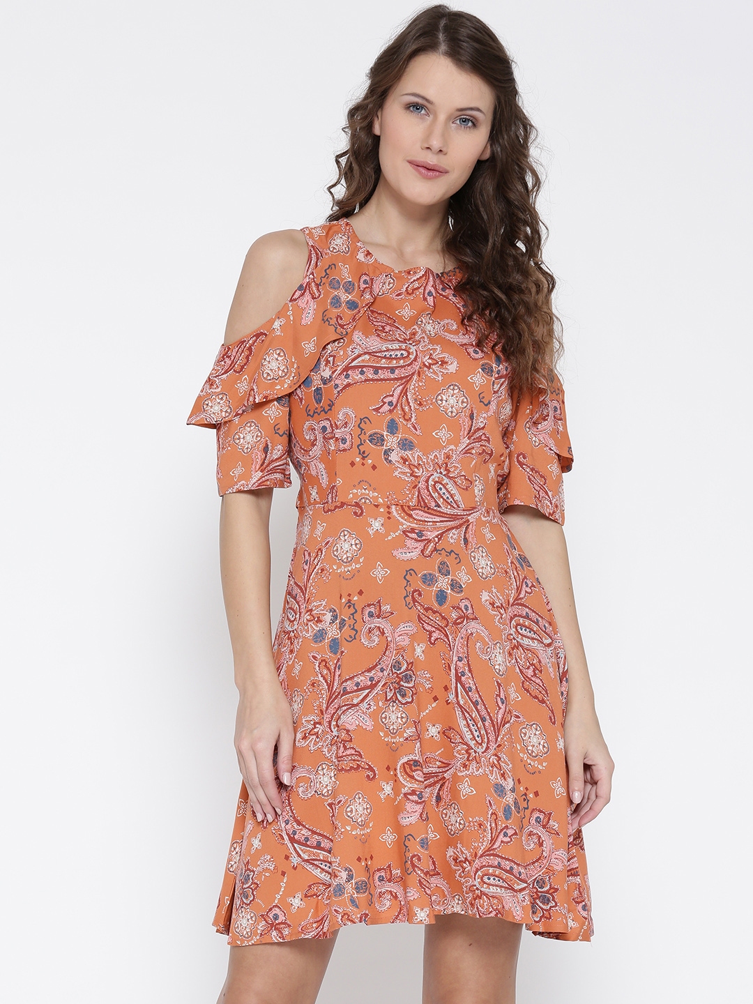 Orange Dress with Ruffles