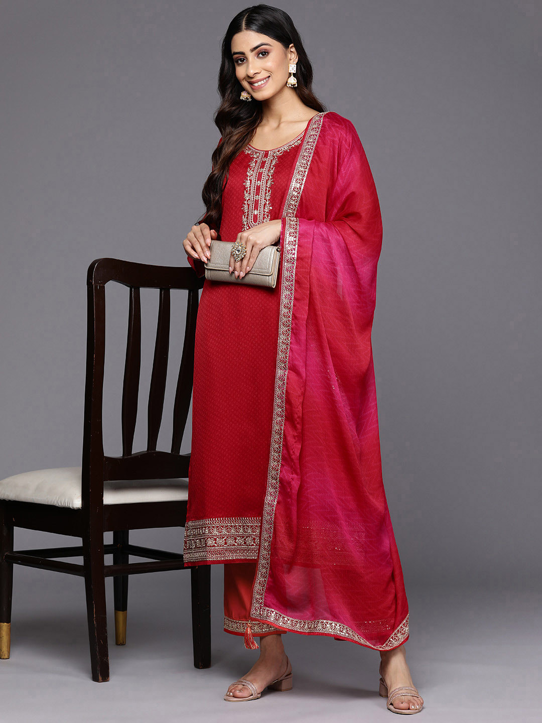 Libas Ethnic Motifs Printed Kurta With Trousers & Dupatta