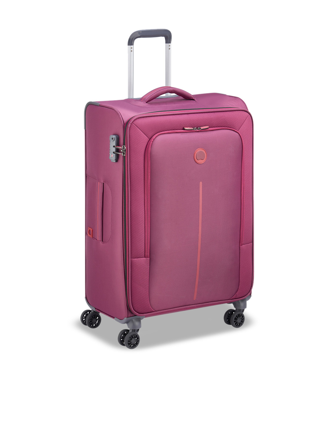 DELSEY PARIS CARACAS Large Check-in Suitcase - Soft-Sided Plum Polyester Trolley with TSA Lock
