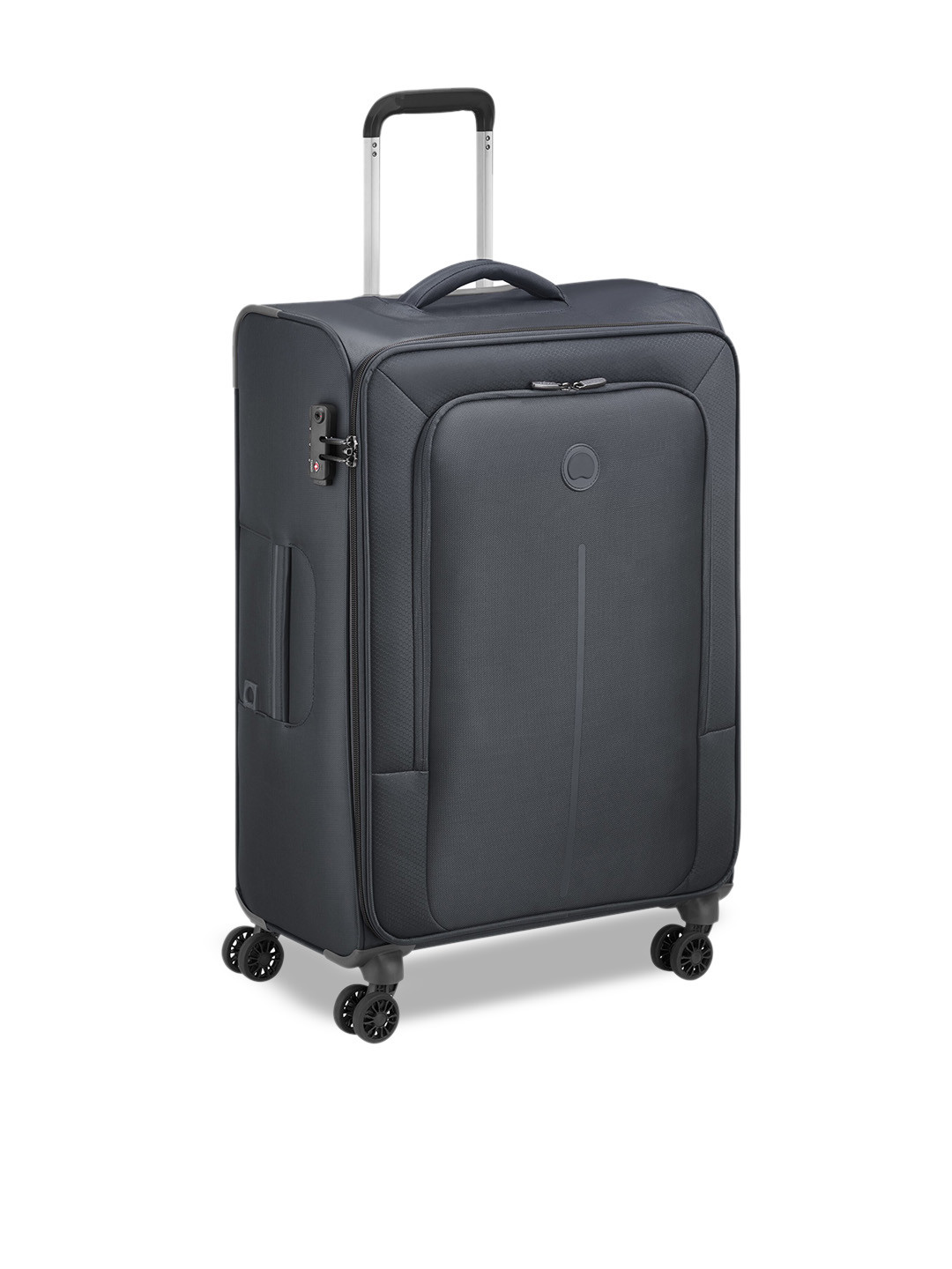 DELSEY PARIS CARACAS Large Check-in Suitcase - Soft-Sided Black Polyester Trolley with TSA Lock