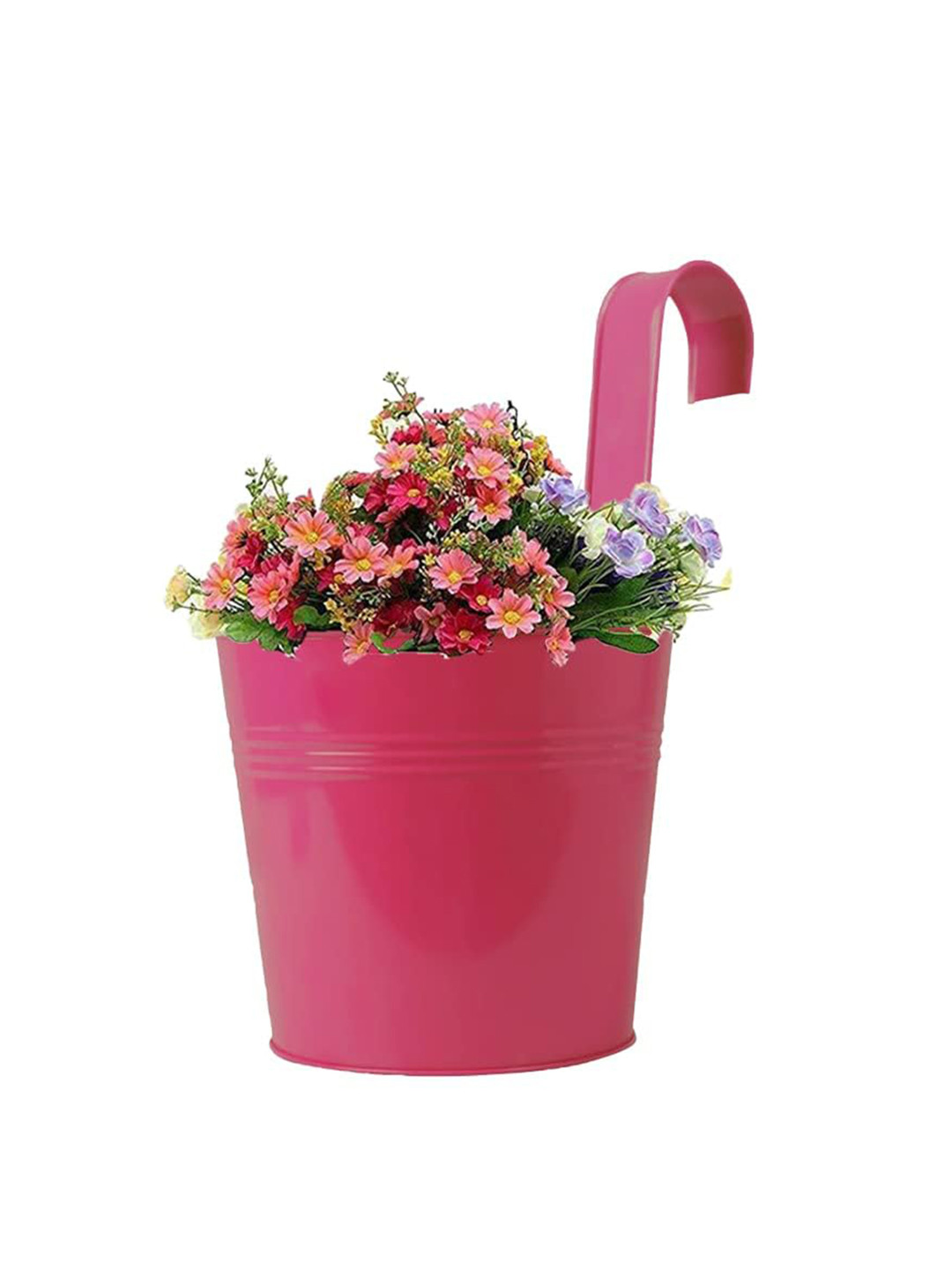 TRUSTBASKET Plain Round Railing Metal Planter