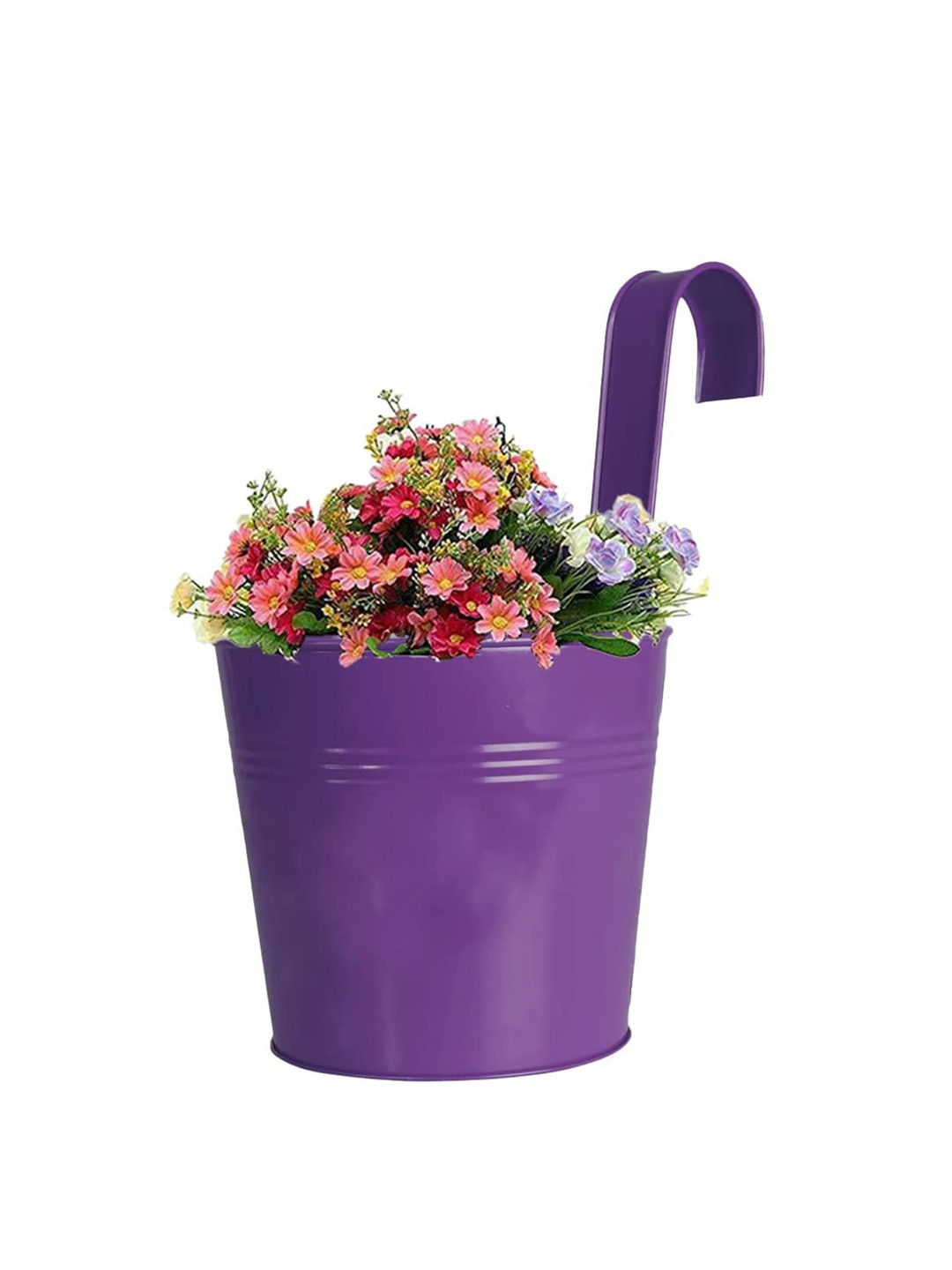 TRUSTBASKET Purple Striped Detail Metal Planter