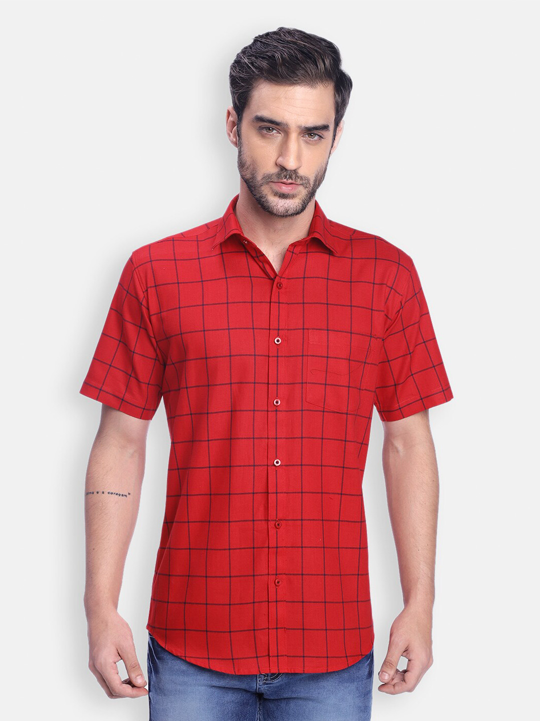 Zeal Standard Windowpane Checks Checked Pure Cotton Casual Shirt