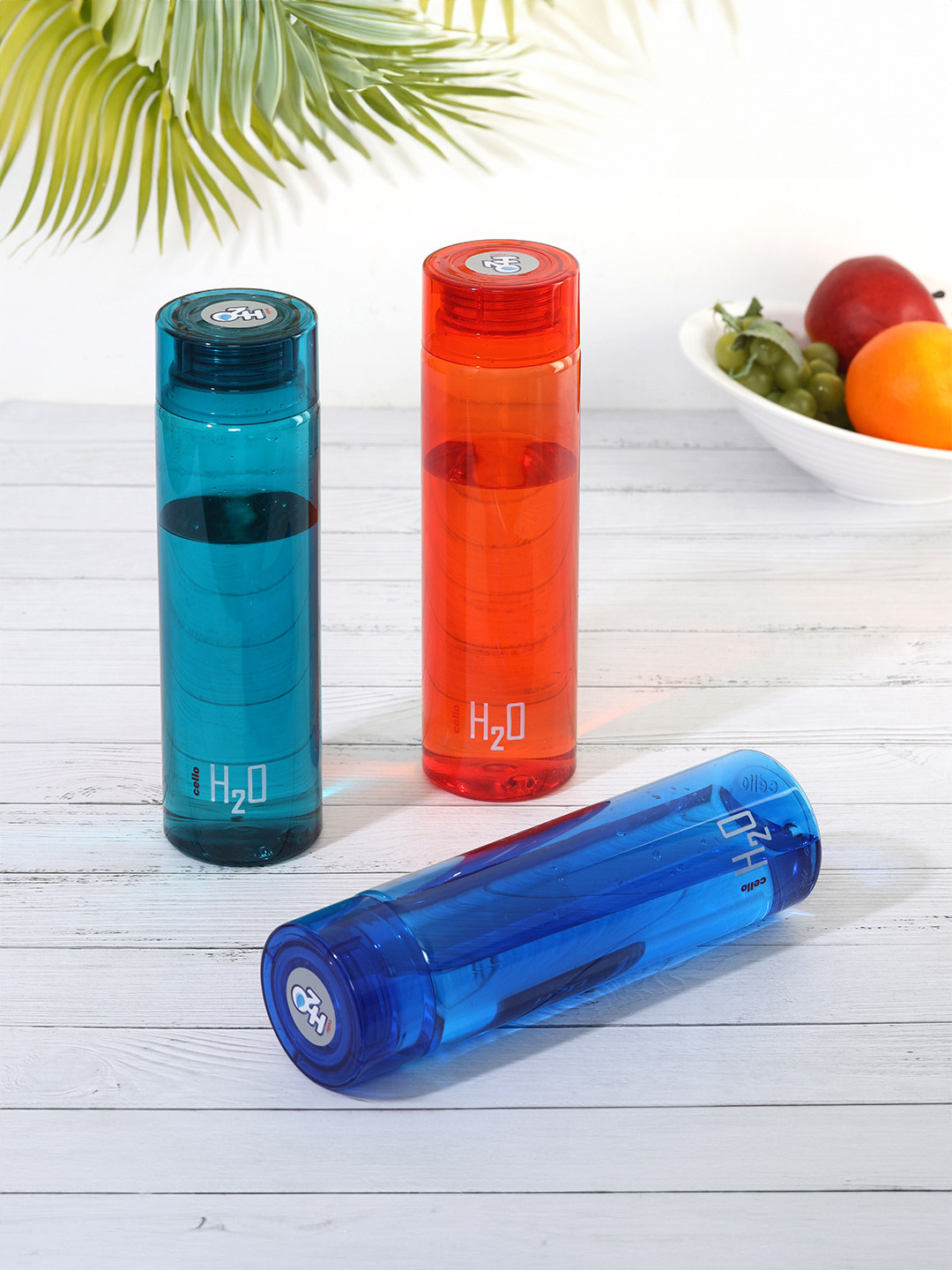 Cello H2O Set of 3 Assorted Refrigerator Safe Plastic Water Bottle- 1 L