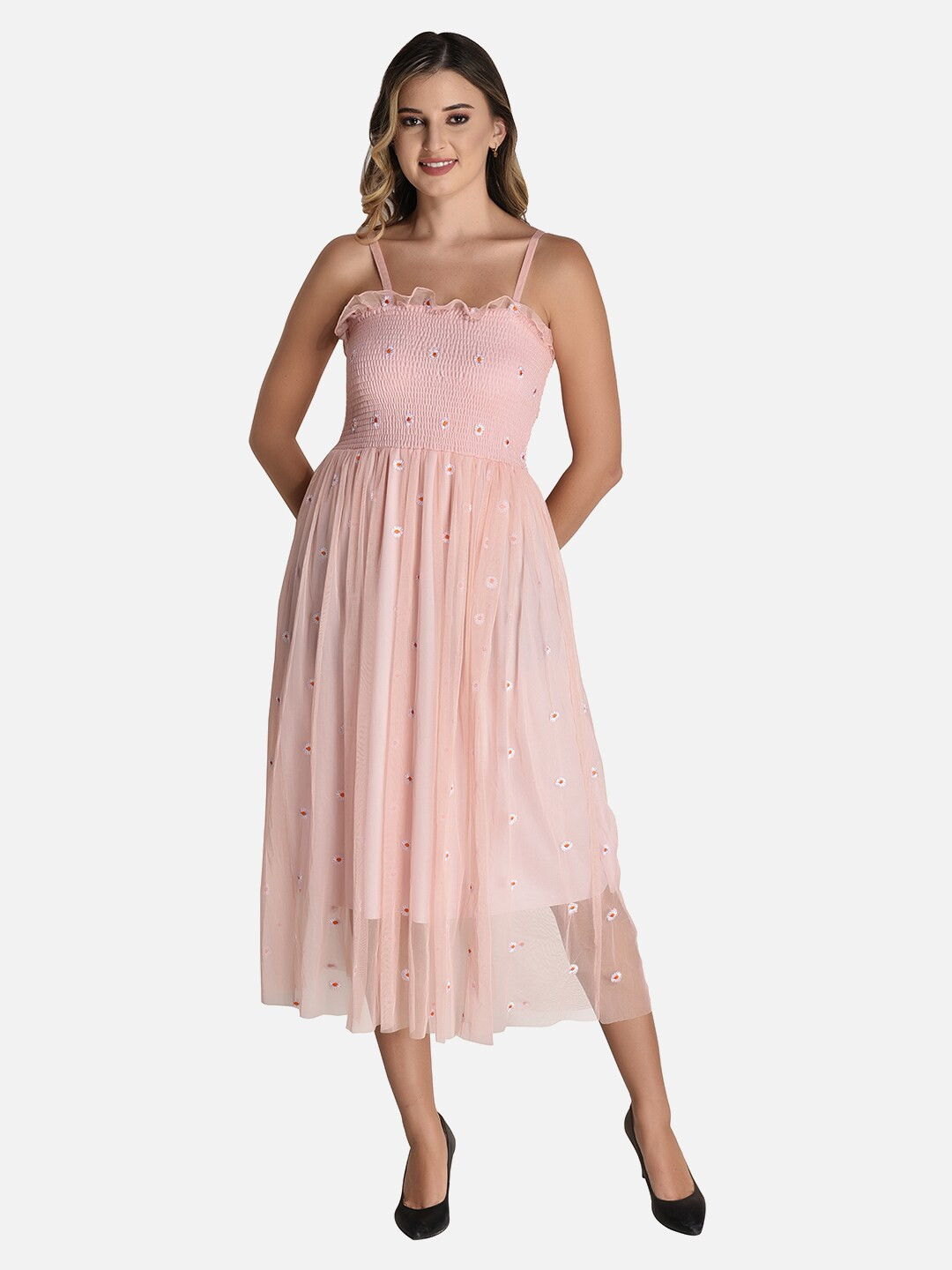 FIMS Floral Embroidered Midi Dress