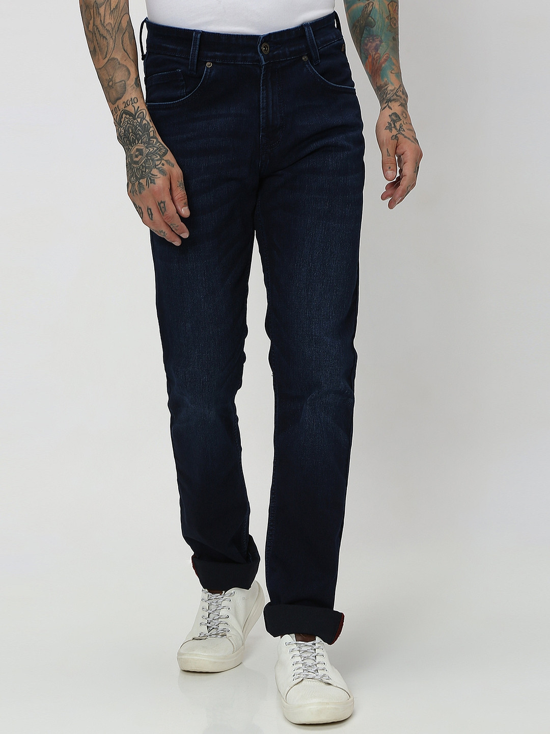 Mufti Men Narrow Light Fade Stretchable Cuffed Hem Jeans