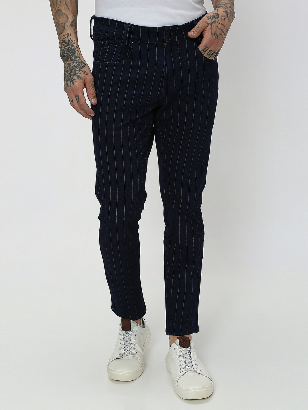 Mufti Men Slim Fit Striped Stretchable Jeans