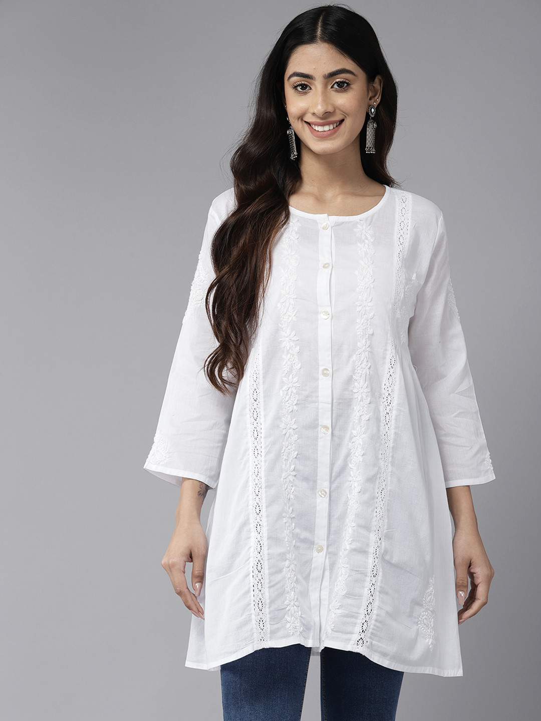 ADA Ethnic Motifs Embroidered Chikankari Kurti