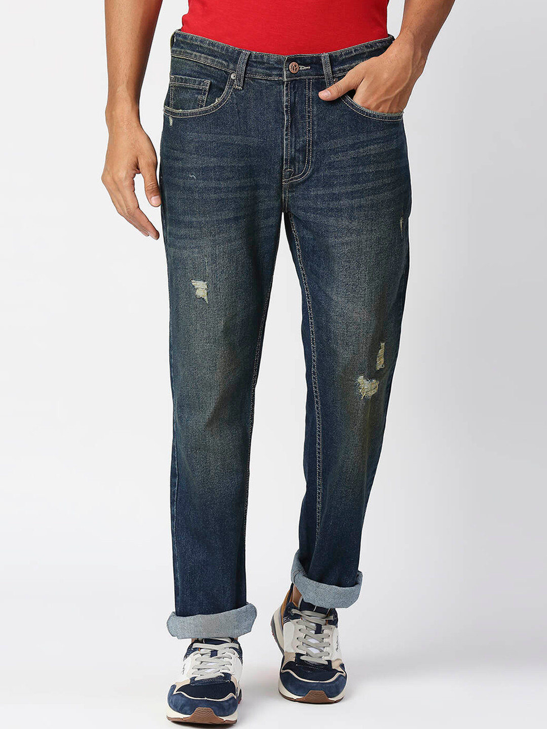Pepe Jeans Men Low Distress Light Fade Cotton Jeans