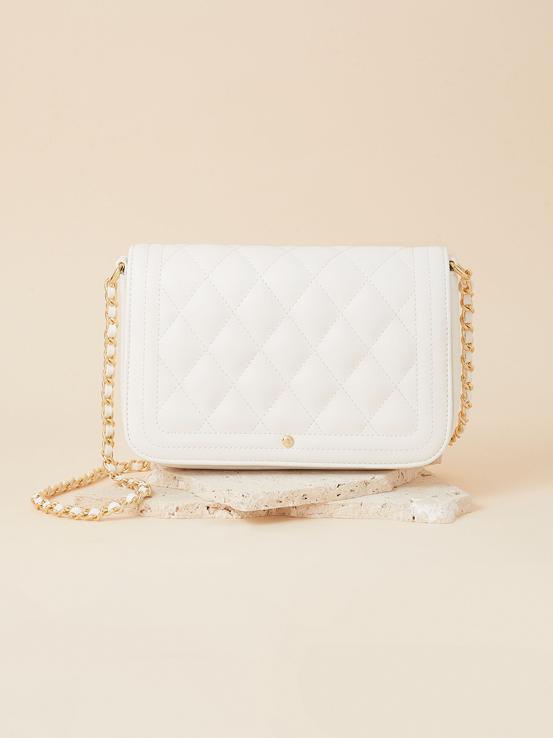 Accessorize London Women Faux Leather Classic Quilted Chain Sling Bag