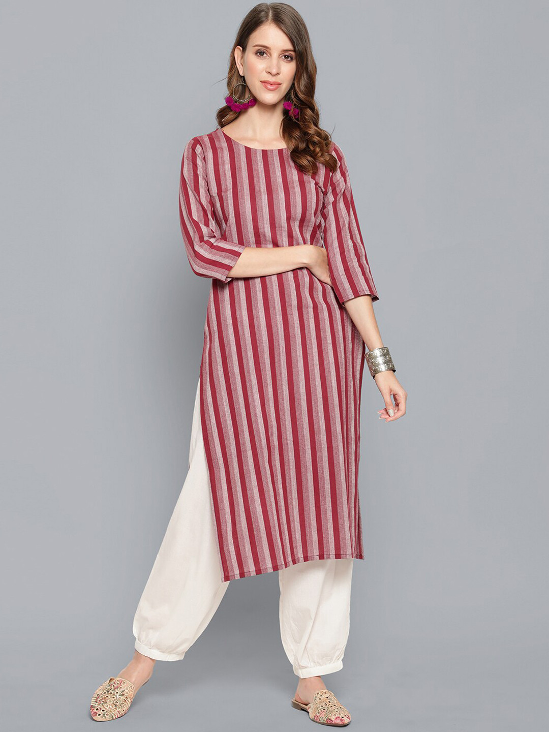 antaran Striped Straight Pure Cotton Kurta