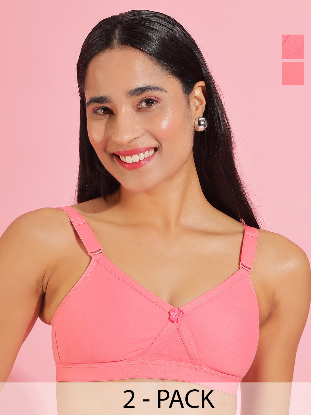 Dollar Missy Pack of 2 Non Padded Wire Free Seamless Anti-Odour Anti-Microbial Bra