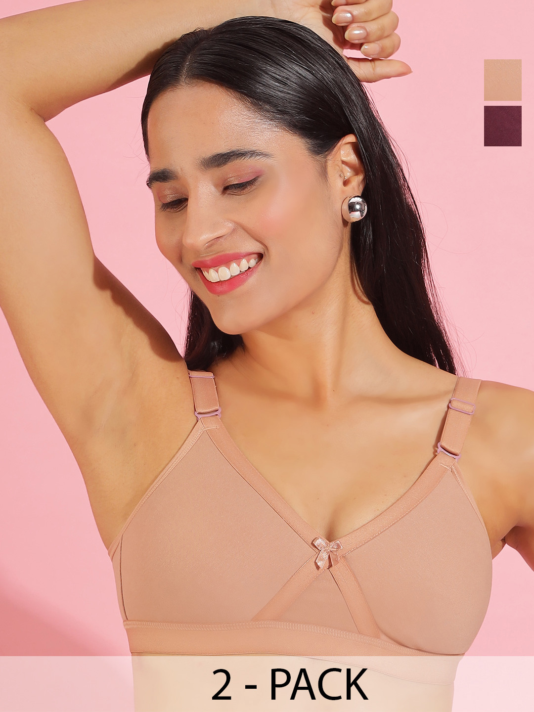 Dollar Missy Pack of 2 Non Padded Wire Free Seamless Anti-Odour Anti-Microbial Bra