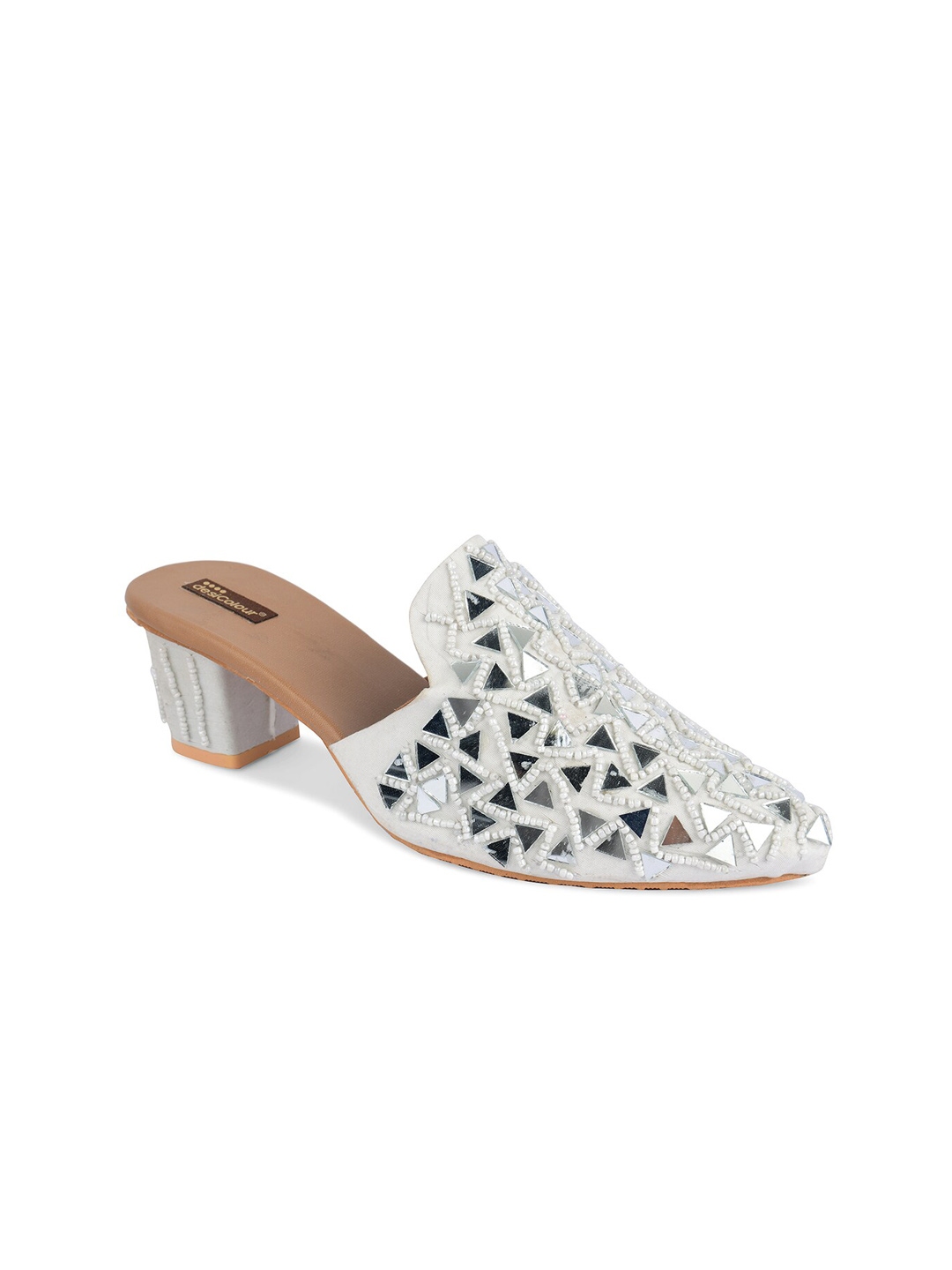 White cheap block mules