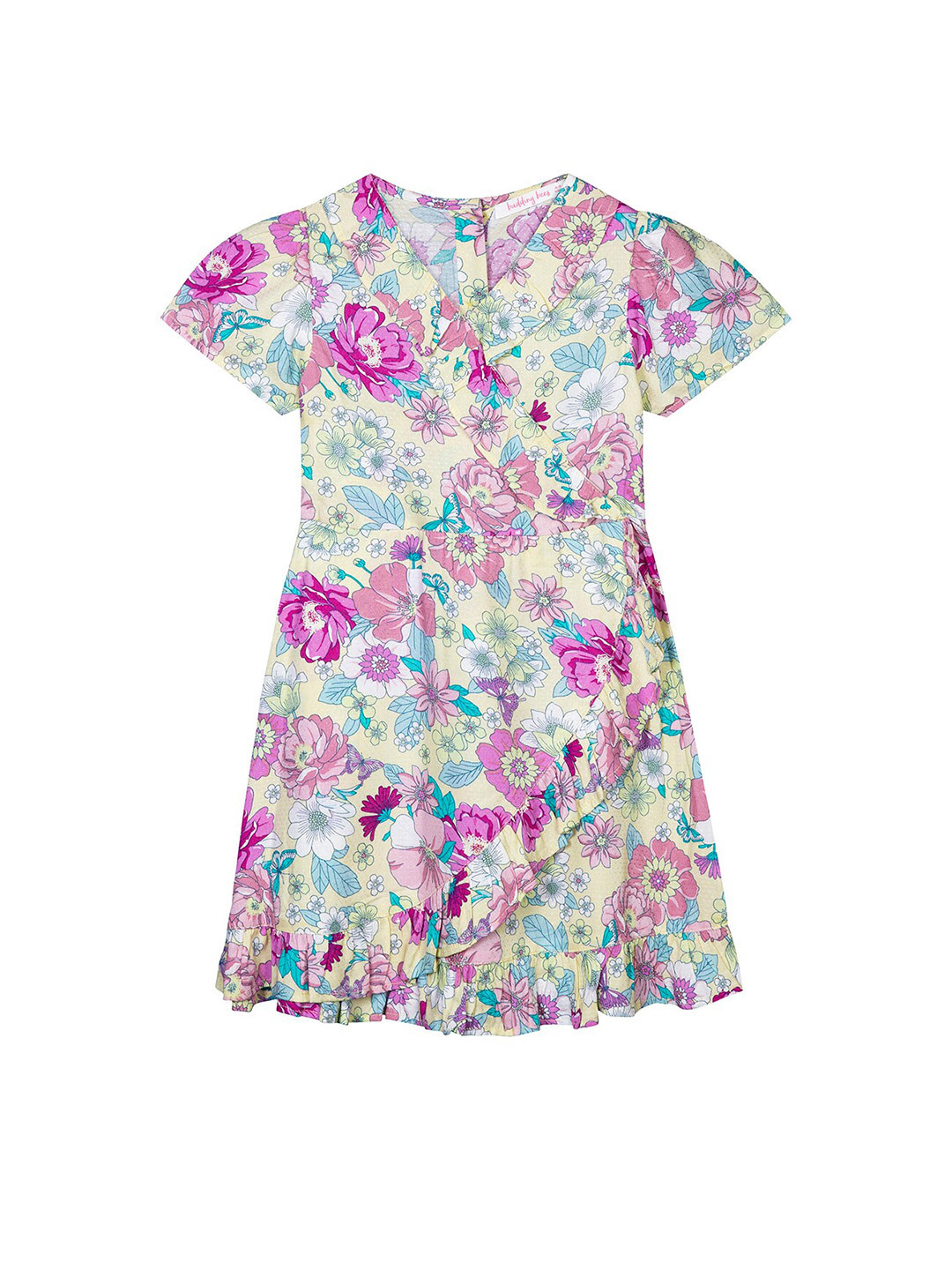 Budding Bees Yellow Floral A-Line Dress