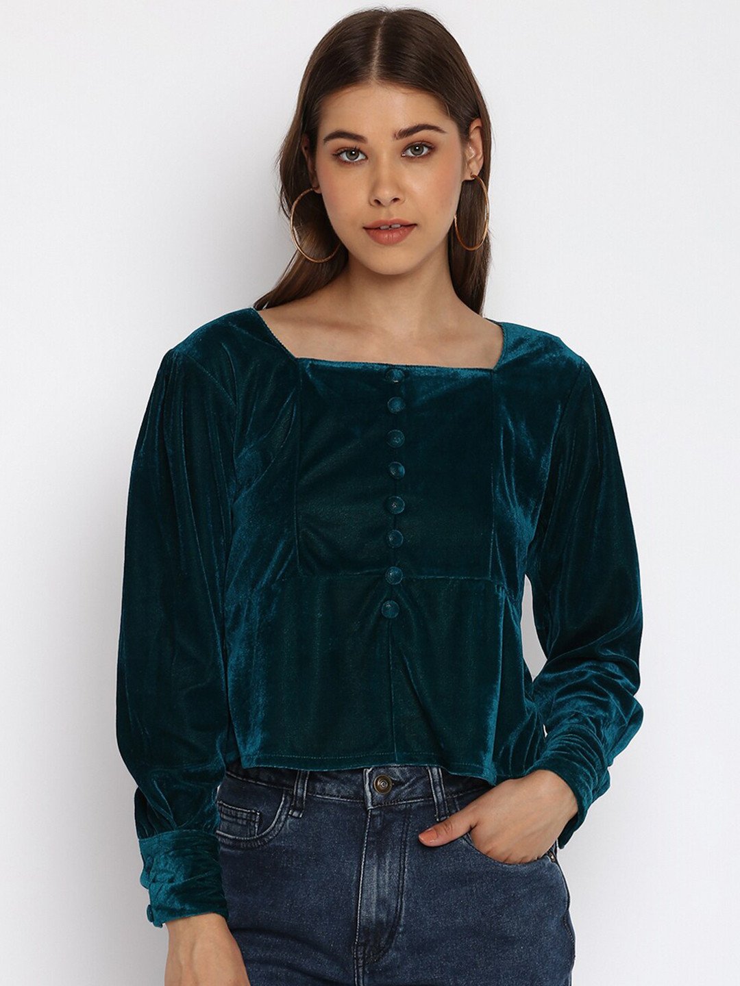 Mayra Square Neck Velvet Top