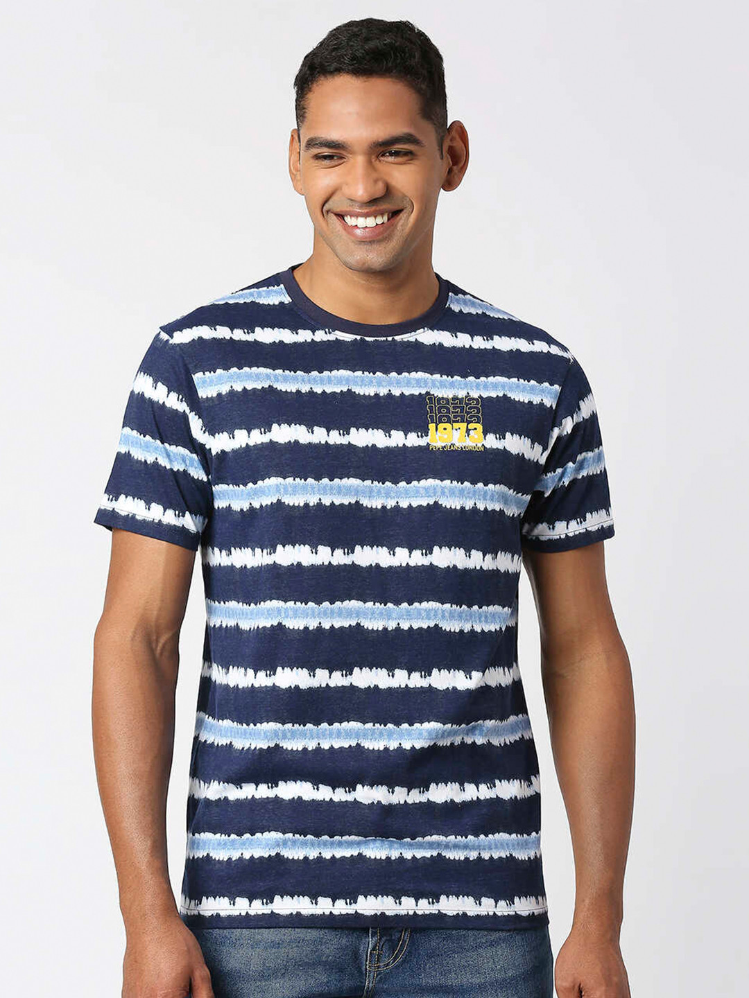 Pepe Jeans Men Tie and Dye Pure Cotton Slim Fit T-shirt