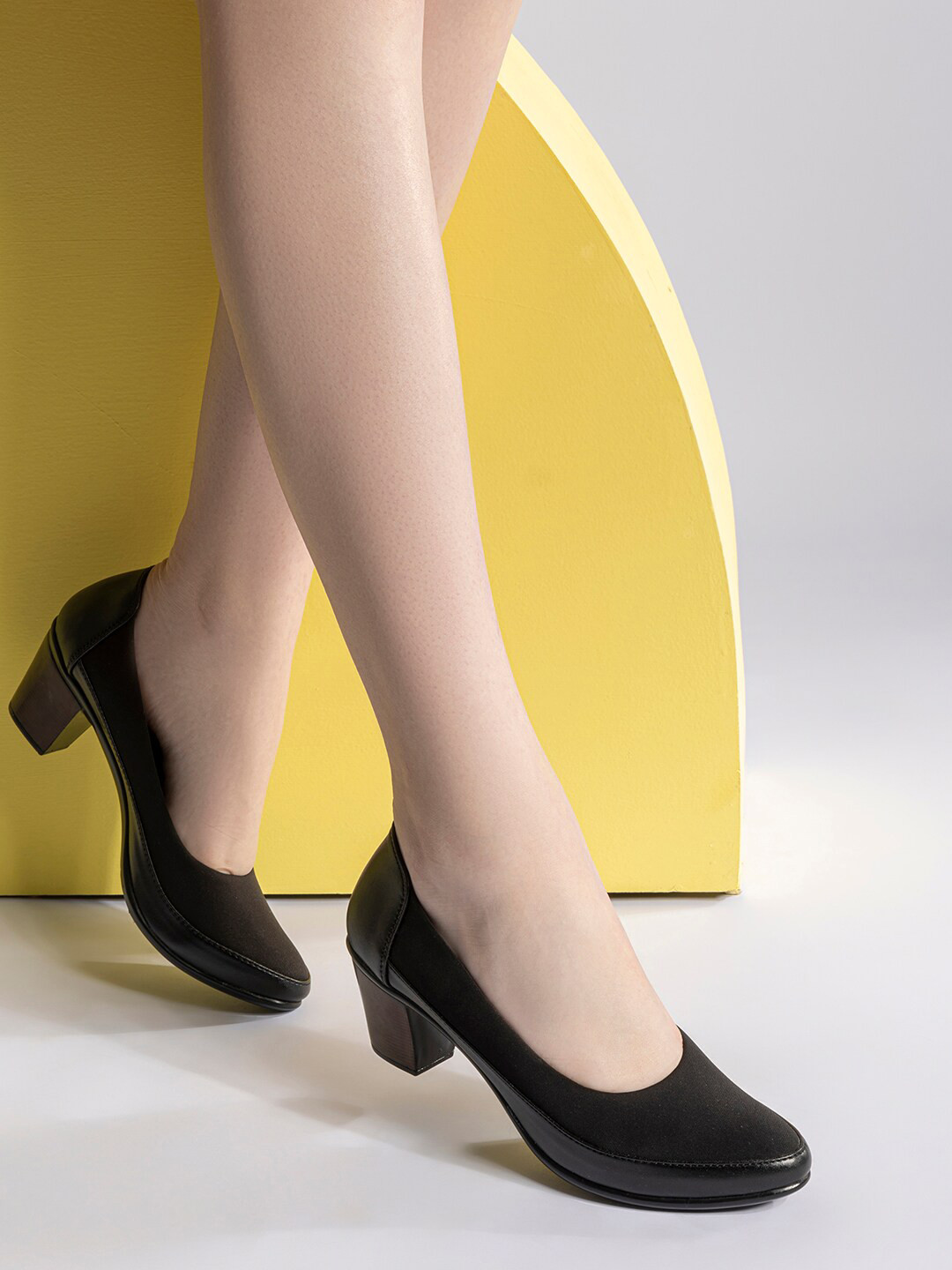 Shezone Solid Block Pumps With Closed Back