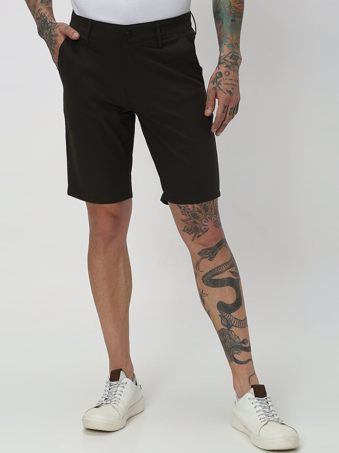 Mufti Men Olive Green Slim Fit Shorts
