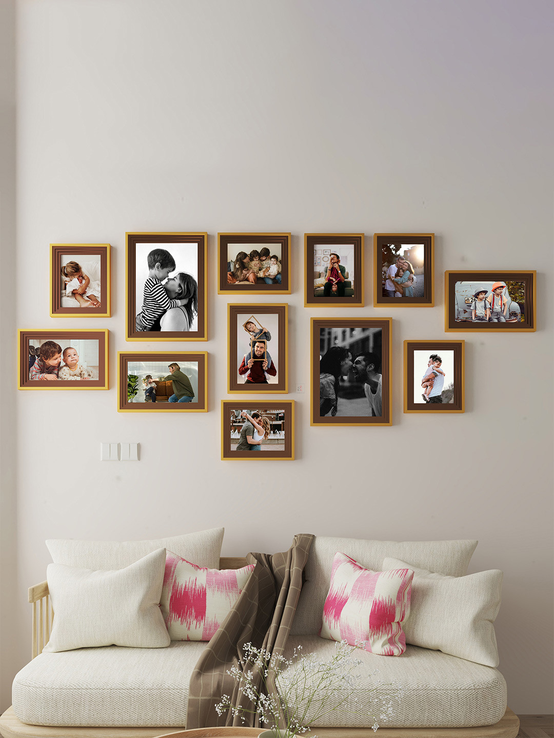 Art Street 12 Pcs Brown Printed Photo Wall Frames