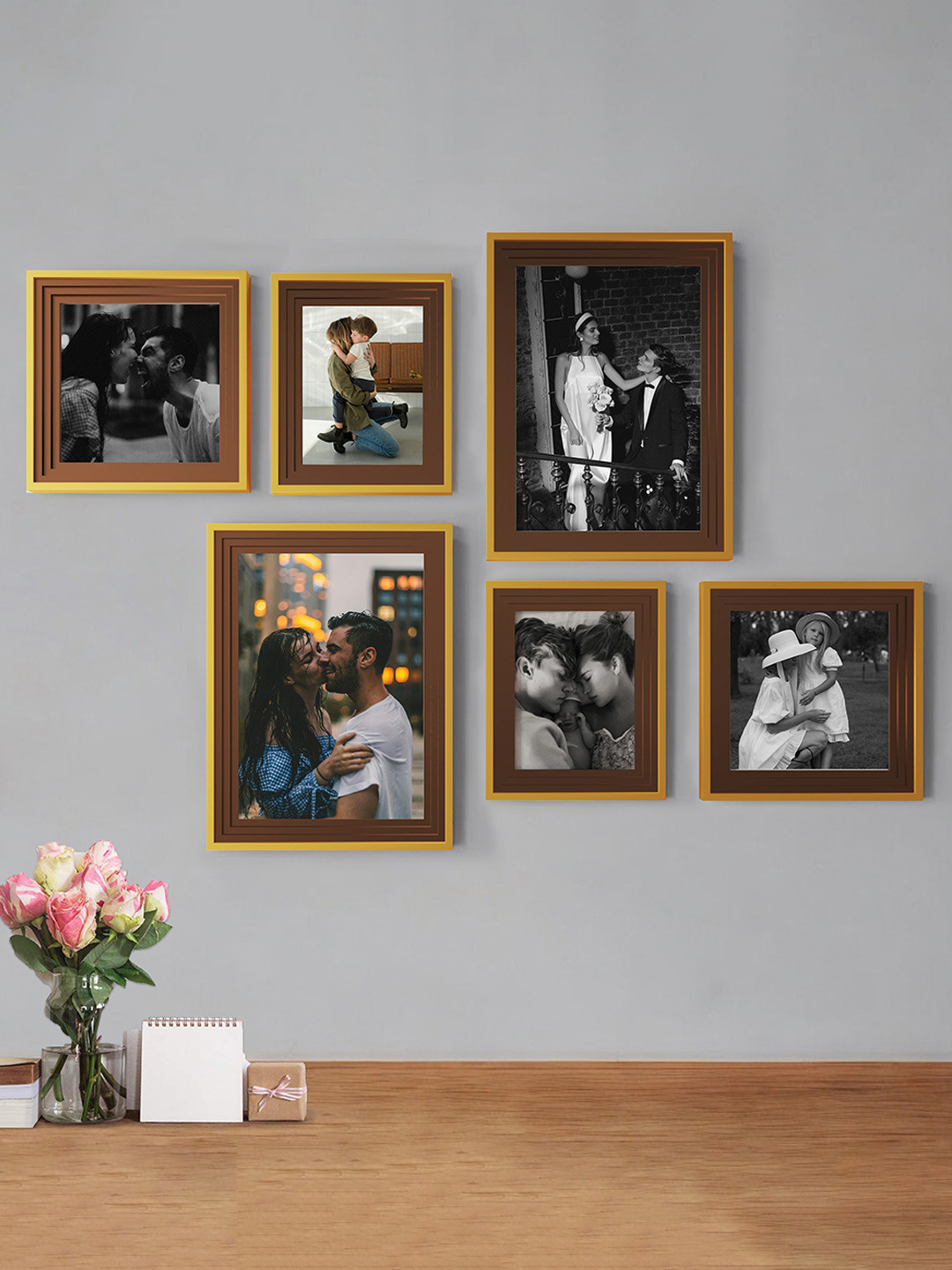 Art Street 6 Pieces Brown Gusto Wall Wooden Photo Frames