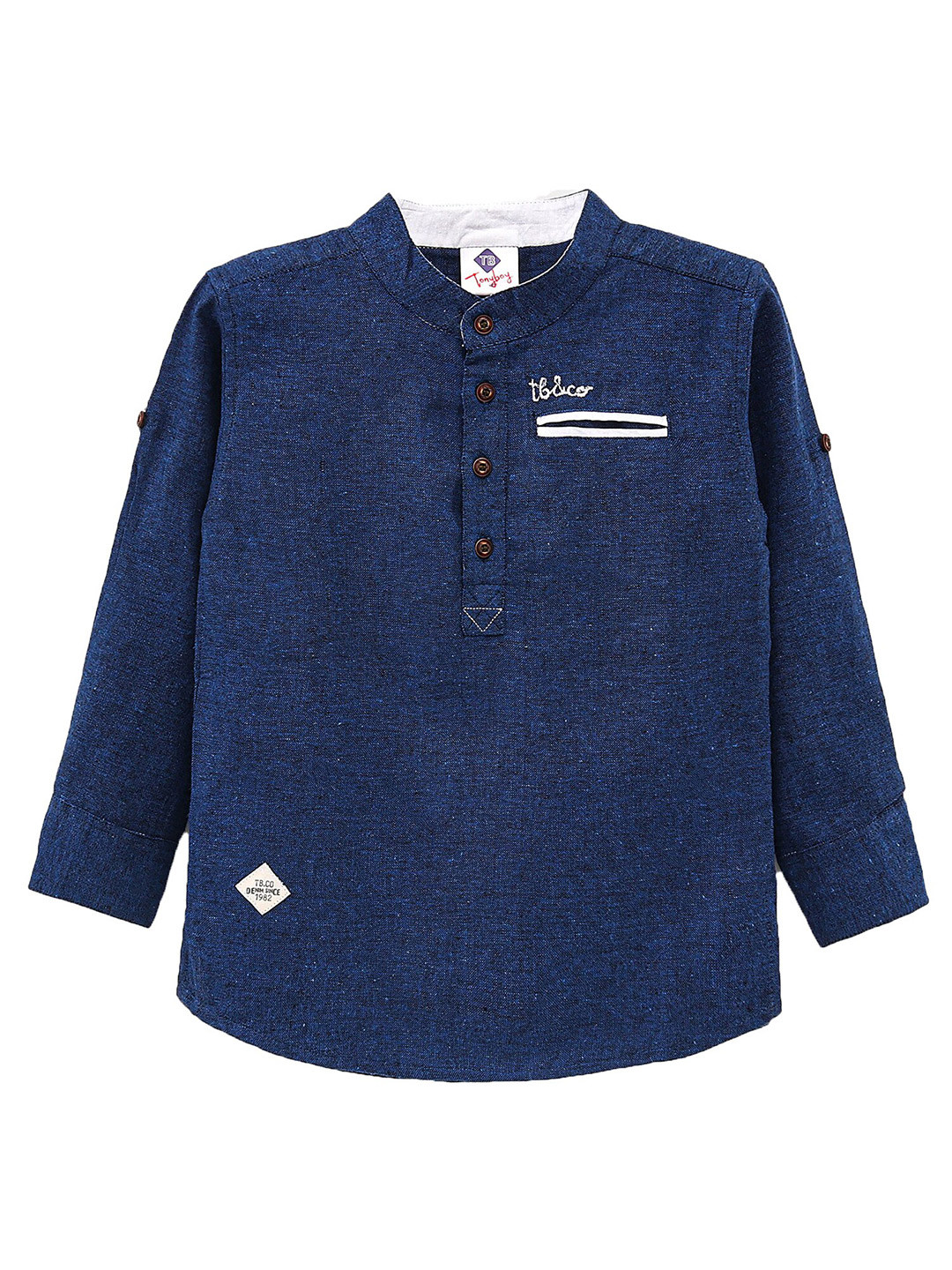 TONYBOY Boys Premium Mandarin Collar Pure Cotton Casual Shirt