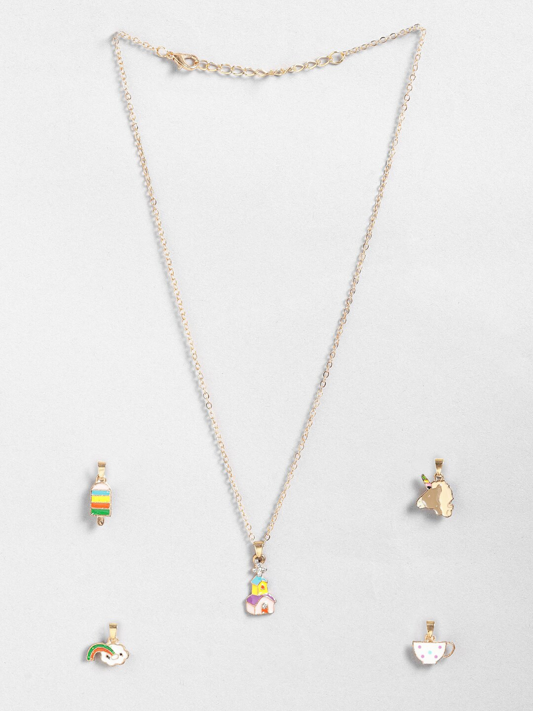 EL REGALO Girls Gold-Plated Necklace With 4 Pendants