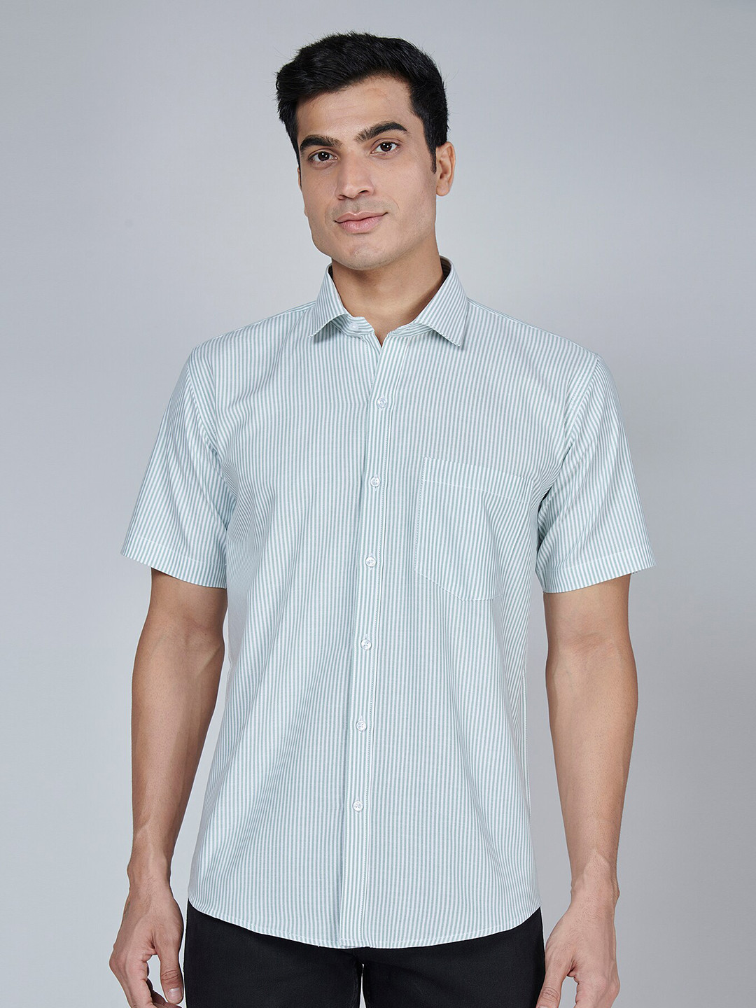 MARK & ALBERT Slim Fit Vertical Striped Cotton Casual Shirt