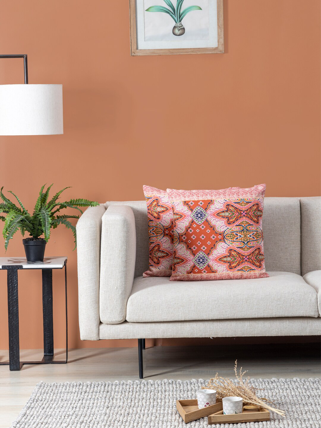 Contrast Living Abstract Ethnic Motifs Cotton 2 Pcs Square Cushion Covers - 18 x 18 In