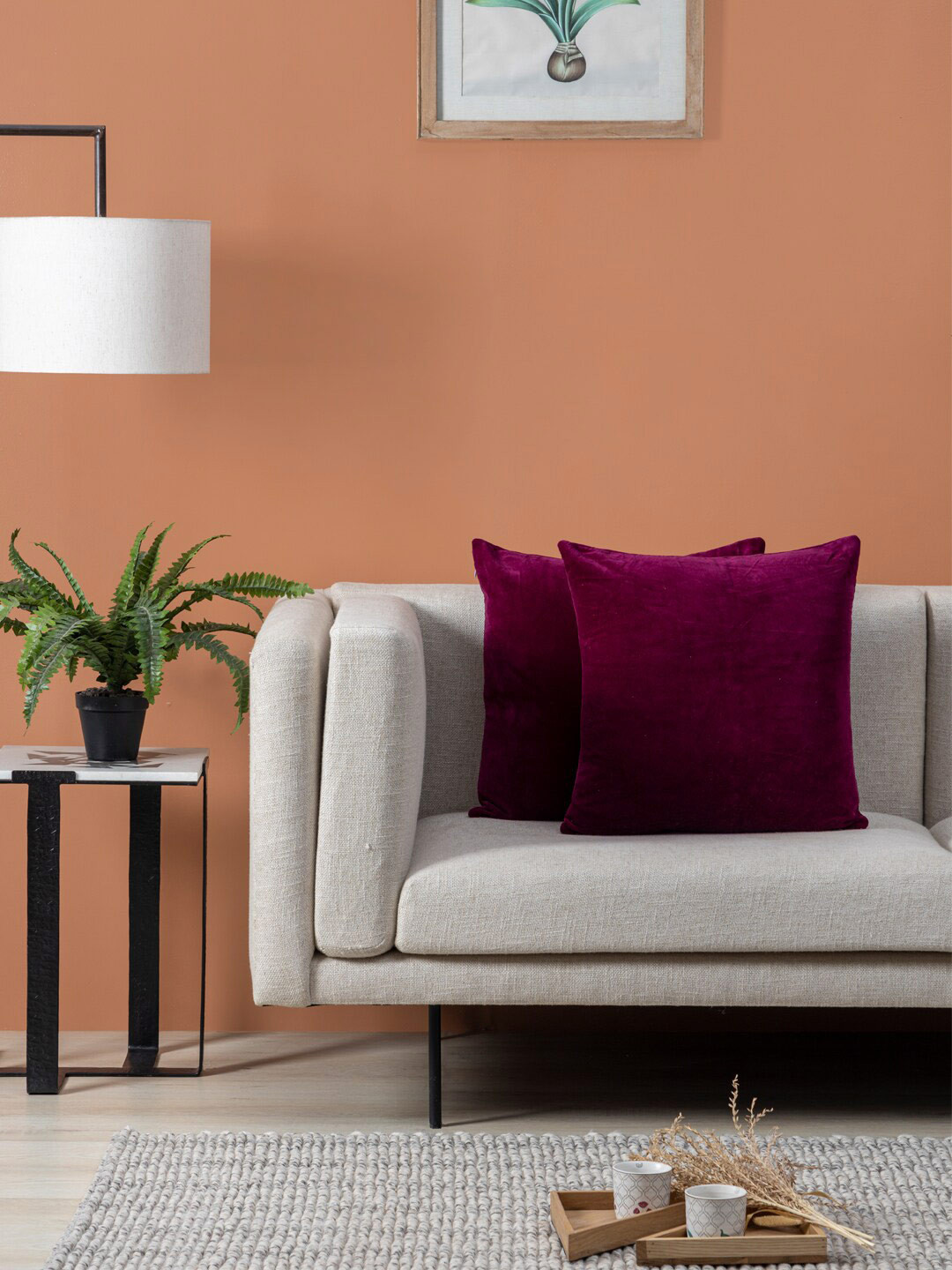 Contrast Living 2 Pieces Pink Velvet Square Cushion Covers