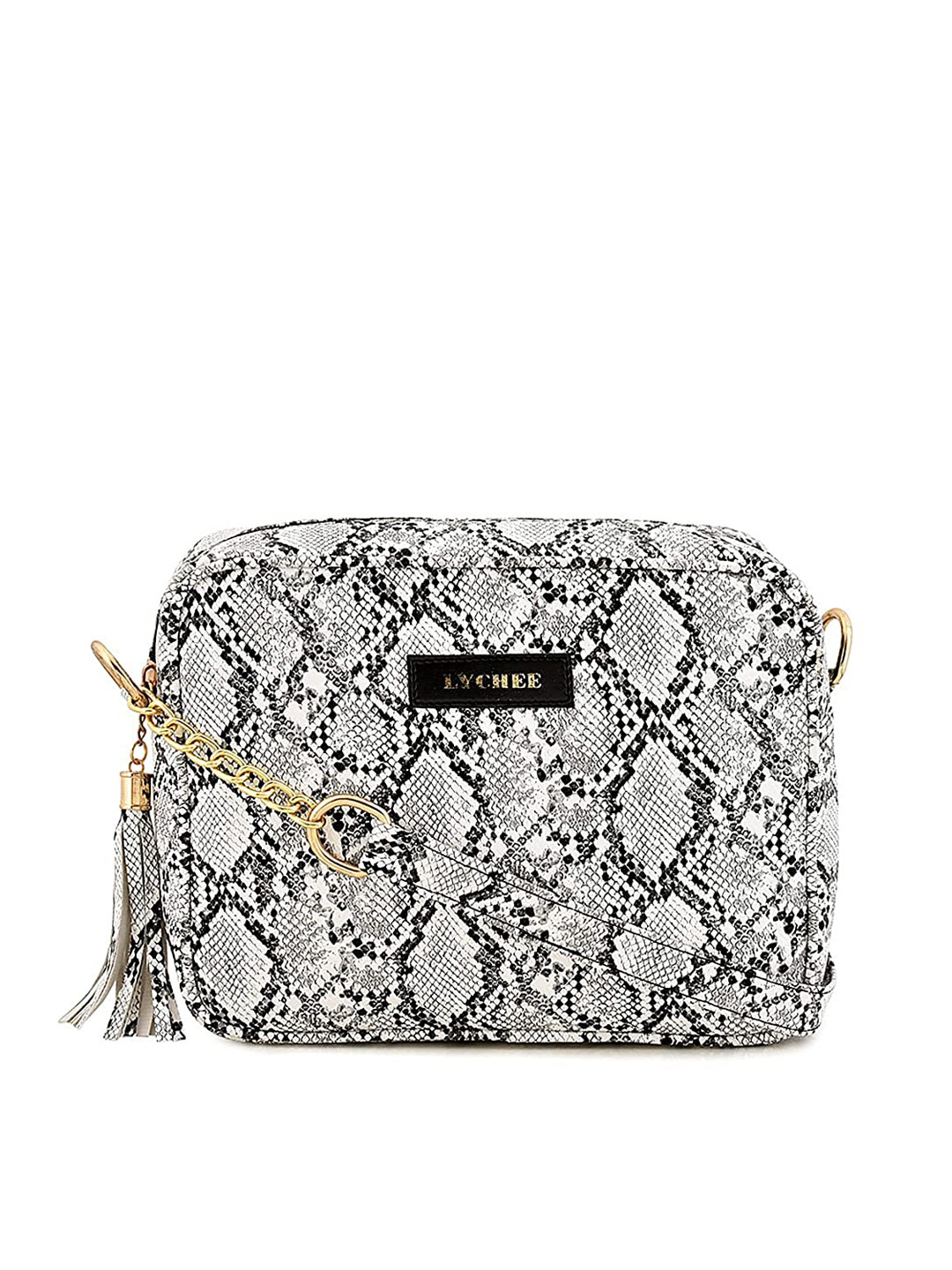 Lychee bags Animal Textured Tassels Structured Sling Bag