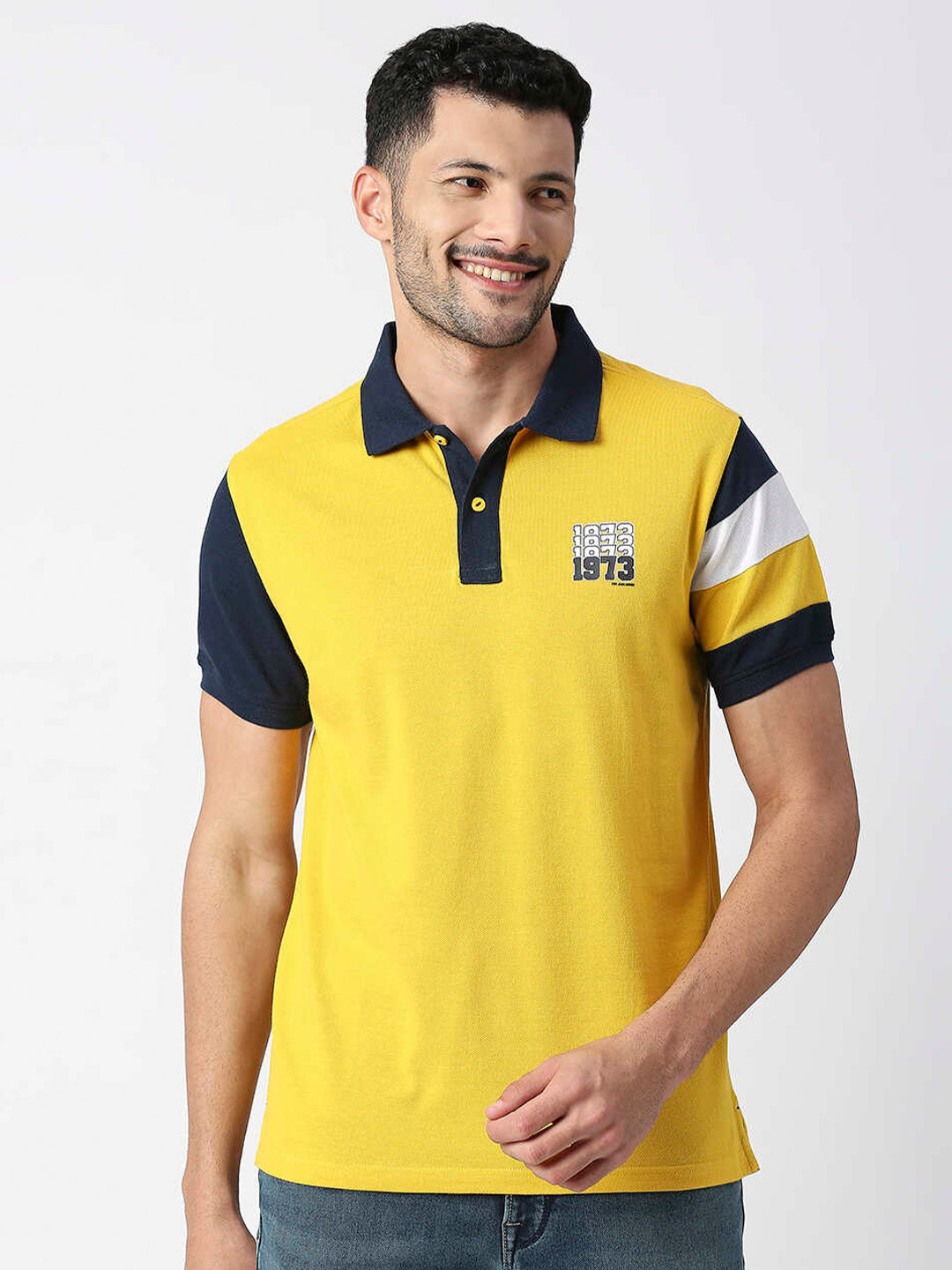 Pepe Jeans Colourblocked Polo Collar Pure Cotton T-shirt