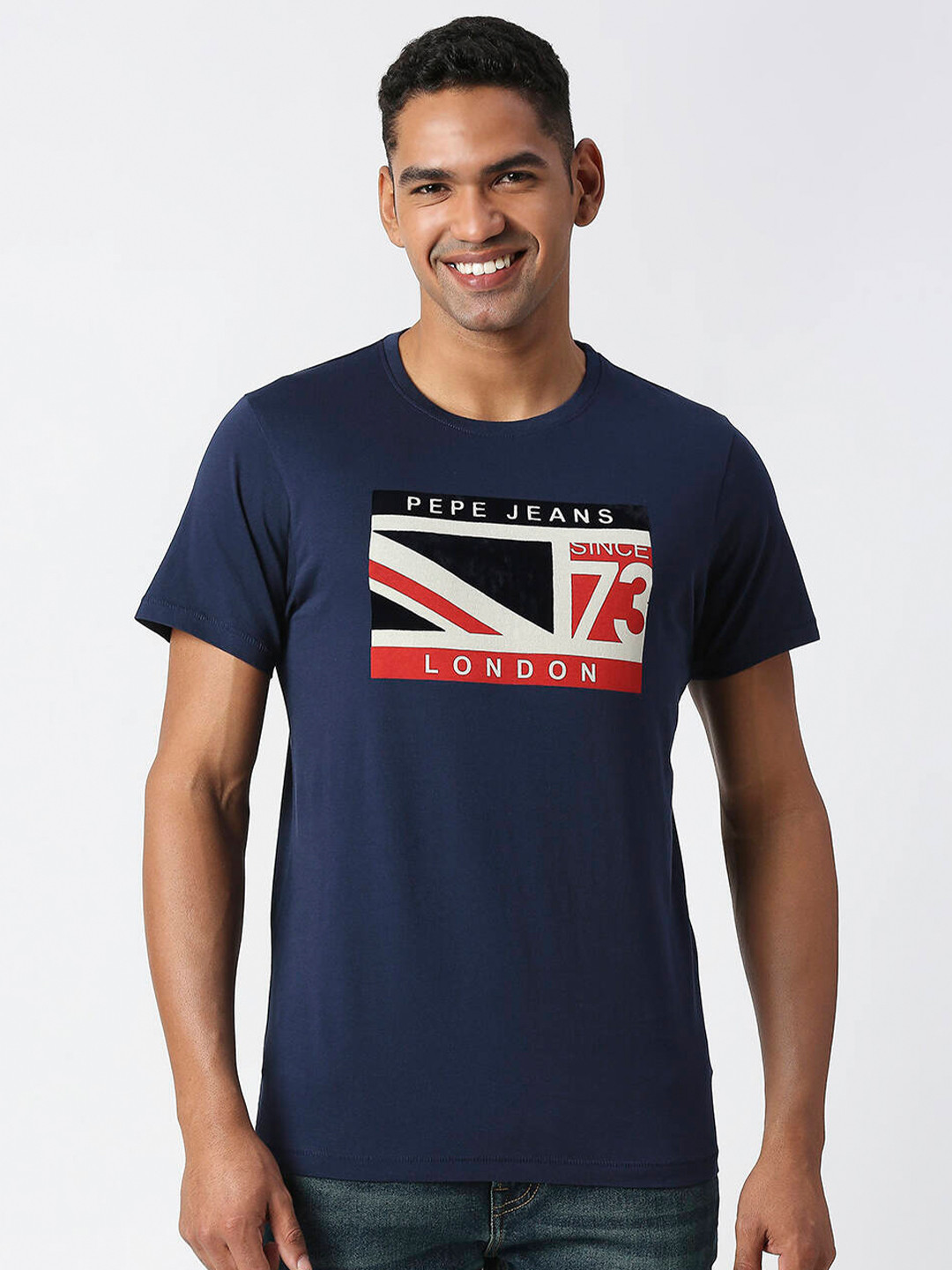 Pepe Jeans Men Typography Printed Pure Cotton Slim Fit T-shirt