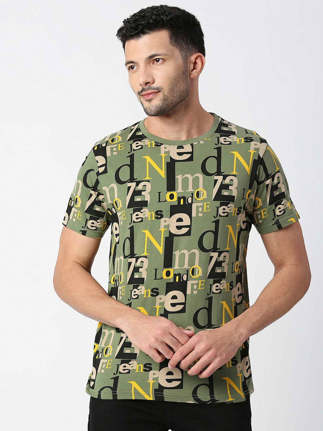 Pepe Jeans Men Typography Printed Pure Cotton Slim Fit T-shirt
