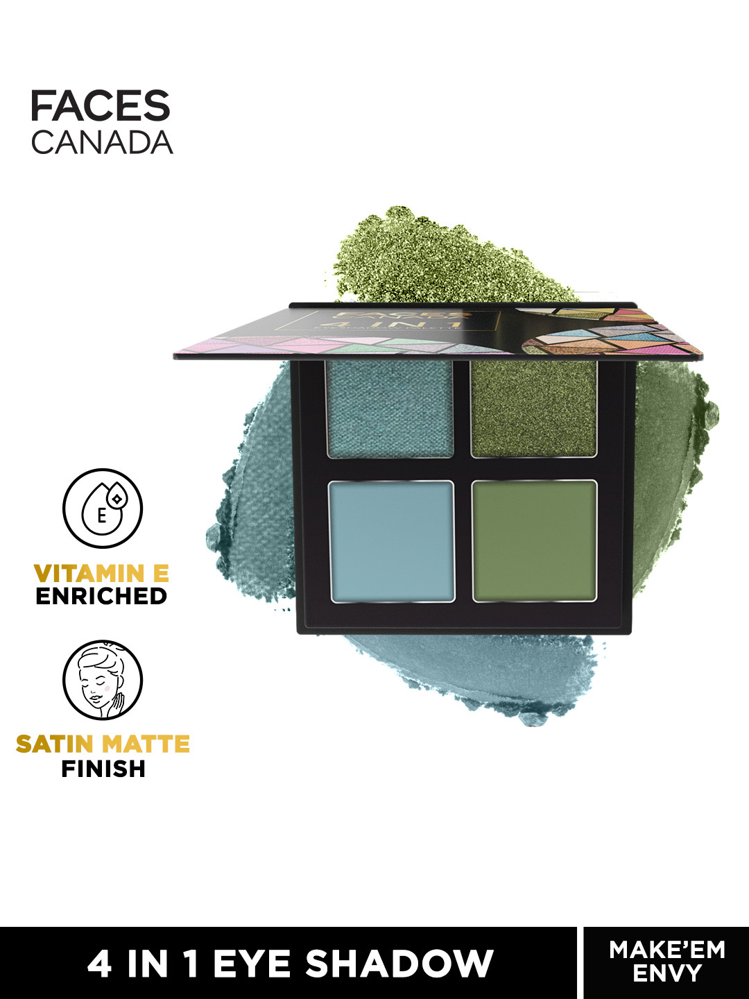 FACES CANADA 4 IN 1 Long Lasting & Matte Finish Eyeshadow Palette - Make'em Envy 05