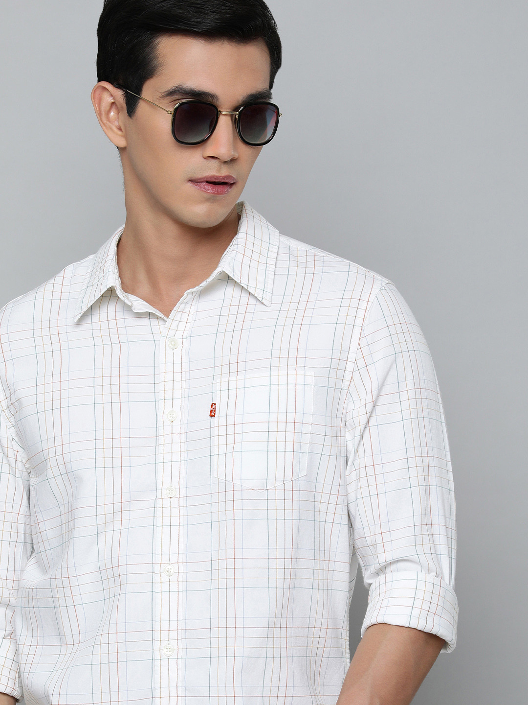 Levis Checked Spread Collar Casual Shirt With Chest Pocket