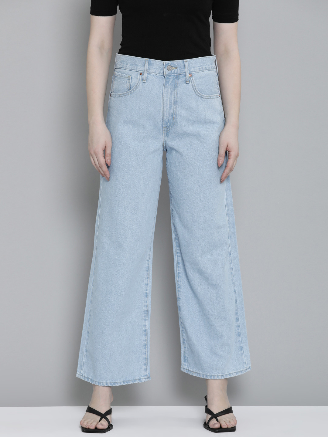 Levis Women Pure Cotton Mile High Wide Leg Jeans